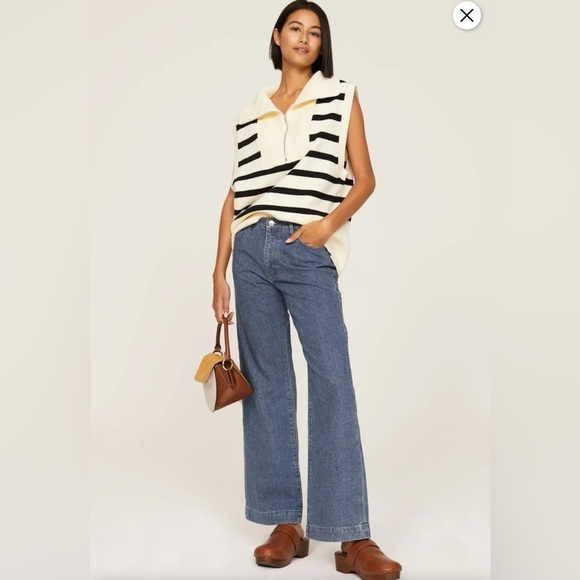 DL1961 Denim - New Zoie Blue Wide-Leg Distressed Jeans size 29